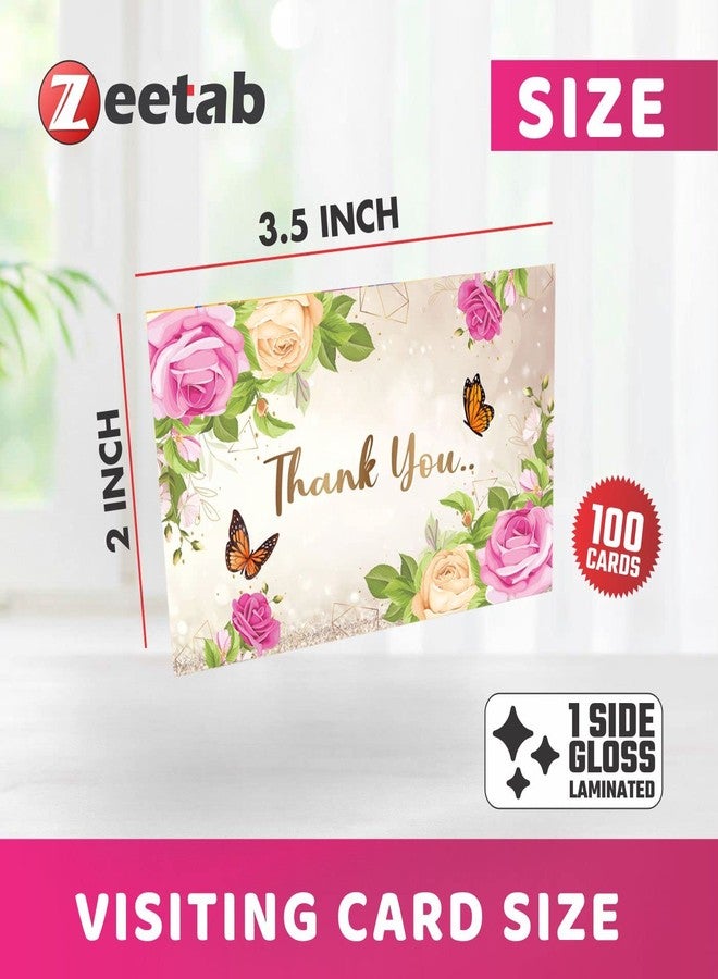 Zeetab Glossy Thank You Cards | Thanks Greeting Card for Customer Order, Return Gifts & Packaging Material | Front Gloss Laminated & Back Writable Blank White - ART3 (100) - Image 3